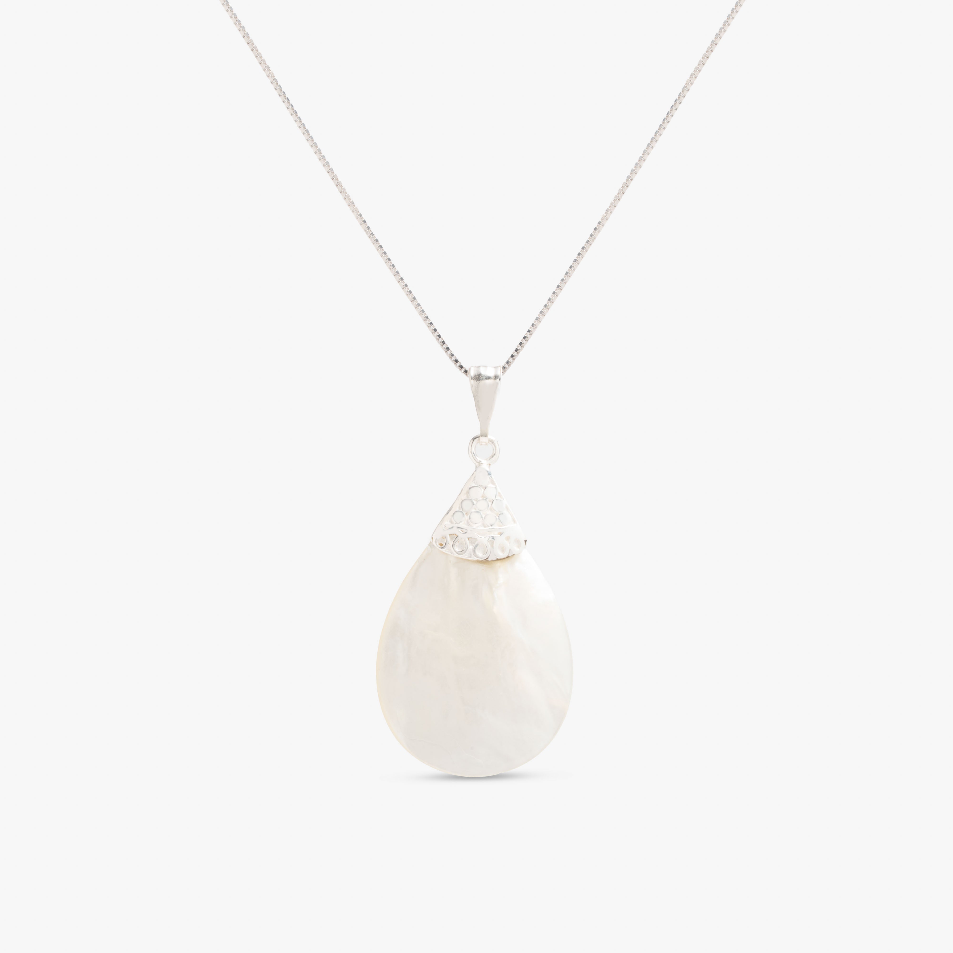 Silverly Collana In Argento 925 Con Ciondolo A Goccia In Madreperla – 18 Pollici, Catana A Corda, Ipoallergenica, Regalo In Scatola