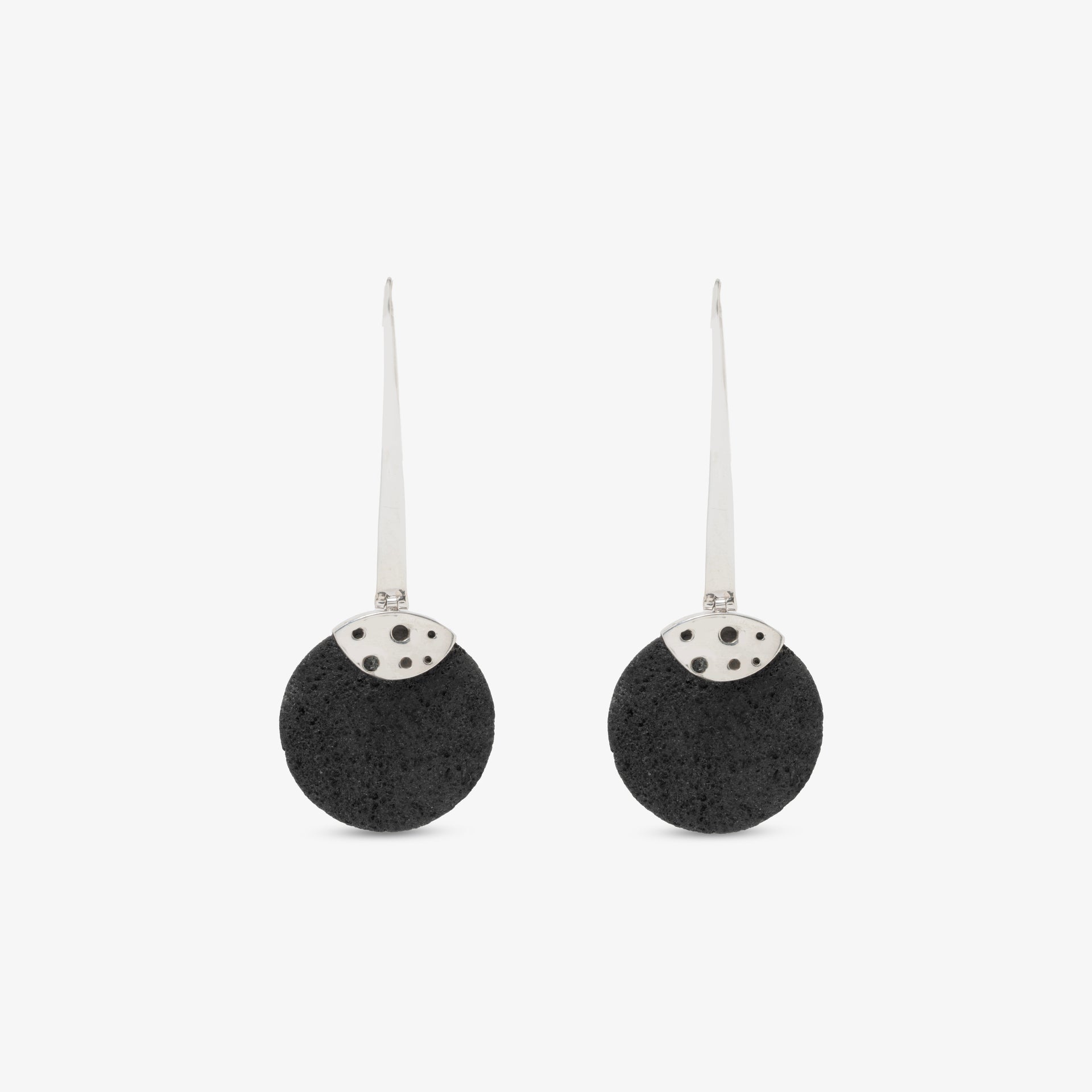 Bello London Orecchini A Clip Argento Placcato Con Pietra Nera - Bloom - Per Orecchie Non Forate, 5.5 Cm